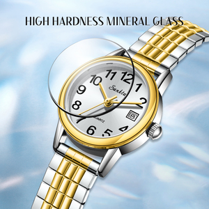 <span class=keywords><strong>Orologio</strong></span> LIGE ST6724 con Numeri Arabi per Donne, Calendario Classico, Facile da Leggere, Quadrante <span class=keywords><strong>Bianco</strong></span> 25mm, Cinturino Elastico Bicolore in Acciaio, Confezione Regalo - Product Image 3