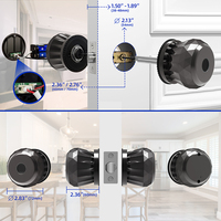 Serrure de porte de chambre sans clé avec bouton à boule, serrure de porte intelligente sans fil avec empreinte digitale et application Tuya