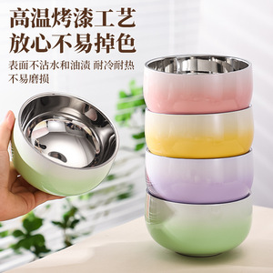 Tazón de acero inoxidable 304 con degradado de colores, aislante del calor y antiescaldaduras para uso doméstico en la cocina. - Product Image 4