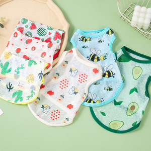 الربيع والصيف خفيف الوزن كارتون مطبوع ملون مريح جيد التهوية للكلاب والقطط - Product Image 1