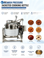 Cuisinière à vapeur industrielle électrique et à gaz, autocuiseur à vapeur pour la transformation alimentaire (poulet, bœuf, légumes)