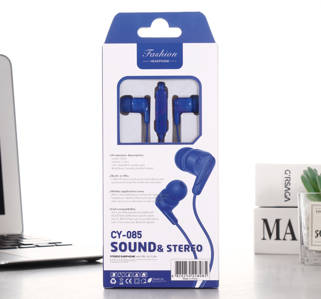 3.5mm Jack Sound Sports Gaming Mic Music Stereo in Ear Bass CY-085 Wired Earphone Headset Headphone Earbuds for iPhone Samsung
