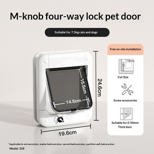 <span class=keywords><strong>Porte</strong></span> pour animaux de compagnie à commande par bouton rotatif 4 directions pour chats et chiens, en plastique durable, sans installation, activation automatique par micro-carte RFID, pour intérieur et extérieur - Product Image 3