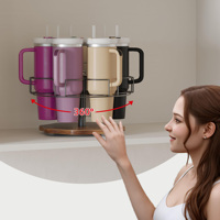 Support de rangement rotatif en métal avec base en bois pour gobelets Stanley et grandes bouteilles d'eau