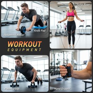 Set Combinado Mayorista para Fitness en Casa: Rueda Abdominal, Cuerda para Saltar, Dispositivo de Fuerza de Agarre y Soporte para Flexiones, Fabricado en ABS y EVA - Product Image 6
