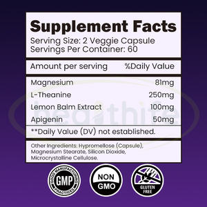 Healthife Sleep Supplement Handelsmarke Magnesium Threonat L-Theanin Zitronen melisse Extrakt Apigenin Komplex Kapsel - Product Image 3