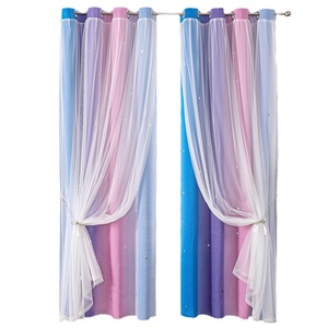 Rideaux occultants double couche à rayures dégradées arc-en-ciel, voilages et occultants 2-en-1 pour baie vitrée, chambre moderne et salon - Product Image 5