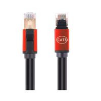 OEM Cat8 Kabel Ethernet Cat 8 LAN, Kabel Jaringan 40Gbps 2000Mhz dengan Konektor Berlapis Emas Tahan Cuaca S/FTP