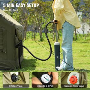 Carpa Inflable para Camping con Claraboya, Instalación Rápida, Soporte para Estufa, Impermeable, Tela Oxford 600D, Estructura Rectangular, para 4-6 Personas - Product Image 3