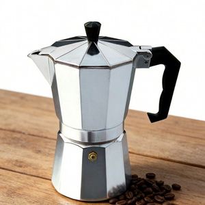 <span class=keywords><strong>Cafetera</strong></span> Espresso de Estilo Simple para Estufa, de Aluminio con Asa Marrón, de Alta Calidad, para 1/2/3/6/9 Tazas - Product Image 3