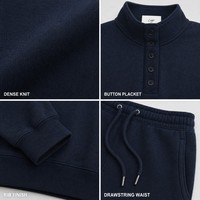 Ensemble deux pièces OEM pour femme, sweat-shirt court à col montant et patte de boutonnage de haute qualité, pantalon de survêtement large, logo personnalisé