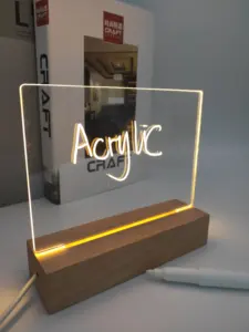 3D светодиодный ночник «сделай сам», прозрачная белая акриловая доска со стираемой подставкой, деревянная основа для лампы