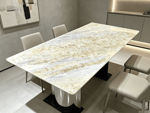 Table à manger de luxe en quartzite jaune naturel, table à manger rectangulaire moderne en marbre sodalite bleu pour villa et maison – Nouveauté très demandée - Product Image 2