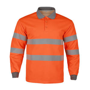 Chemise de sécurité haute visibilité orange à manches longues, vêtements de travail réfléchissants pour les chantiers de construction - Product Image 4