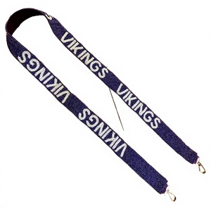 Northwestern State Demons Beaded Embroidered Letters Theme Purse Strap Purple White Chain Cotton Customizable High Quality <b>Game</b> - Product Image 5