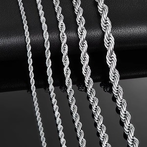Chaîne torsadée en acier inoxydable de 2,3 mm/3 mm/4 mm/5 mm/6 mm, couleur argent, collier pour homme et femme, 16 à 30 pouces - Product Image 6