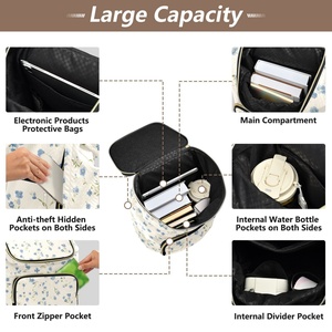 New <b>Women</b> Fashion <b>Backpack</b> Waterproof Portable <b>Backpack</b> Durable <b>Large</b> Size Customs Flowers Travel Bag - Product Image 5