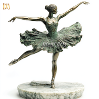 Statue de ballerine en bronze sculptée à la main grandeur nature pour jardin, décoration de patio, sculpture de danseuse de ballet
