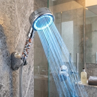 Robinet de douche mural moderne à LED changeant de couleur, écologique, à haute pression, économiseur d'eau, avec perles filtrantes et contrôle de la température