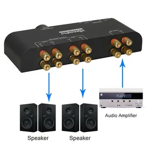 2-Way Stereo <strong>Speaker</strong> <strong>Switch</strong> with Volume Control 1-In 2-Out Metal Non-Slip Box 30W Home Amplifier - Product Image 5