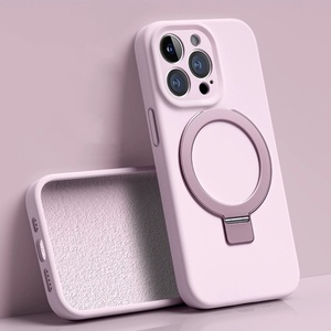 2024 New <b>Liquid</b> <b>Silicone</b> Phone Case for iPhone 16 Pro Max Wireless Magnetic Stand Phone Case - Product Image 4