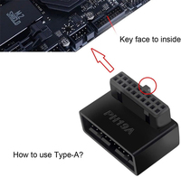 Embase de panneau avant USB 3.0 19 broches 20 broches mâle à femelle prise d'angle à 90 degrés adaptateur de connecteur de changeur de prise de direction de carte mère