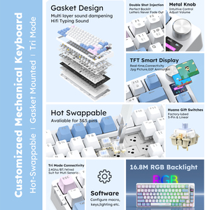 75% Tkl Không Dây Cơ Khí Hot-Trao Đổi Tuyến Tính Chuyển Đổi Gasket Gắn RGB Ánh Sáng 81 Phím Điều Khiển Âm Lượng Bọt Bàn Phím Chơi Game - Product Image 6
