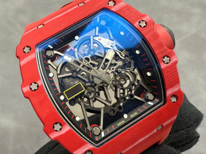 Reloj Mecánico Automático Ultrafino de Fibra de Carbono Roja de Alta Calidad, Rectangular, de Lujo, Estilo Hip Hop - Product Image 4