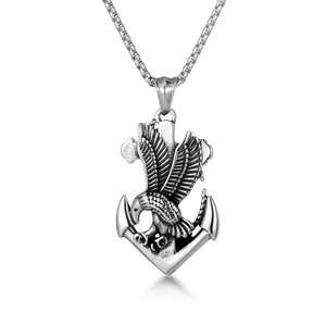 Hiphop men stainless steel anchor philadelphia eagles pendant necklace