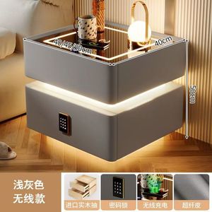 Manufacturer Nightstand Smart <strong>Bedside</strong> <strong>Table</strong> Wireless Charging 2 Drawers Fingerprint Lock <strong>Led</strong> Light Cabinet Bedroom Furniture - Product Image 3