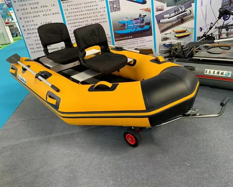 Perahu Tiup Bahan PVC dengan Lantai Udara dan Trailer Roda Transom