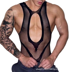 Men Sexy <b>Fishnet</b> Bodysuit Black Mid Rise Nylon Temptation Underwear Spring 2023 g388 - Product Image 5