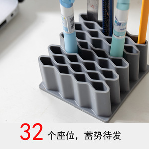 Portalápices con 12 ranuras para bolígrafos, lápices, regla, organizador de papelería, almacenamiento de escritorio, tamaño pequeño, color negro, para uso en la oficina y la escuela - Product Image 2