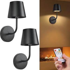 Ensemble de 2 lampes murales LED sans fil modernes en fer avec télécommande tactile pour salon - Product Image 1