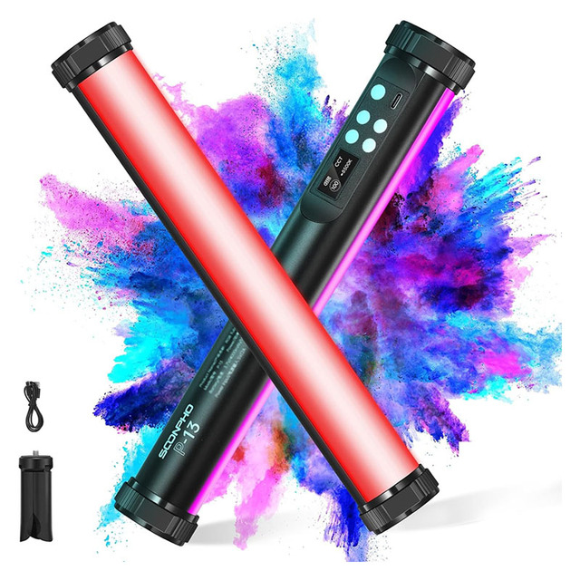 RGB LED Video Light Wand Stick,360° Full RGB Magnetic Tube Light,3200K~8500K,Rechargeable 4000mAh Battery for Photography
