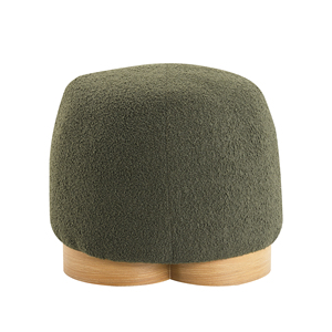 Round Soft Teddy Fabric Upholstered Ottoman <b>Footstool</b> With Padded Seat Modern <b>Pouf</b> For Living Room Or Bedroom - Product Image 4