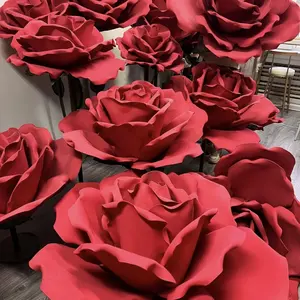 V01 Artificial simulated EVA foam Giant Rose Flower With Stand for wedding home Windows display photography decoration