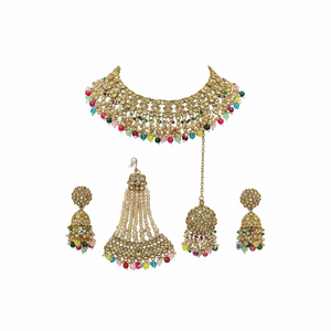 Royal White Alloy Ethnic Pearl Kundan Bridal <b>Set</b> Heavy <b>Gold</b> Plated Choker Handcrafted Engagement Wedding Anniversary Party Gift - Product Image 2
