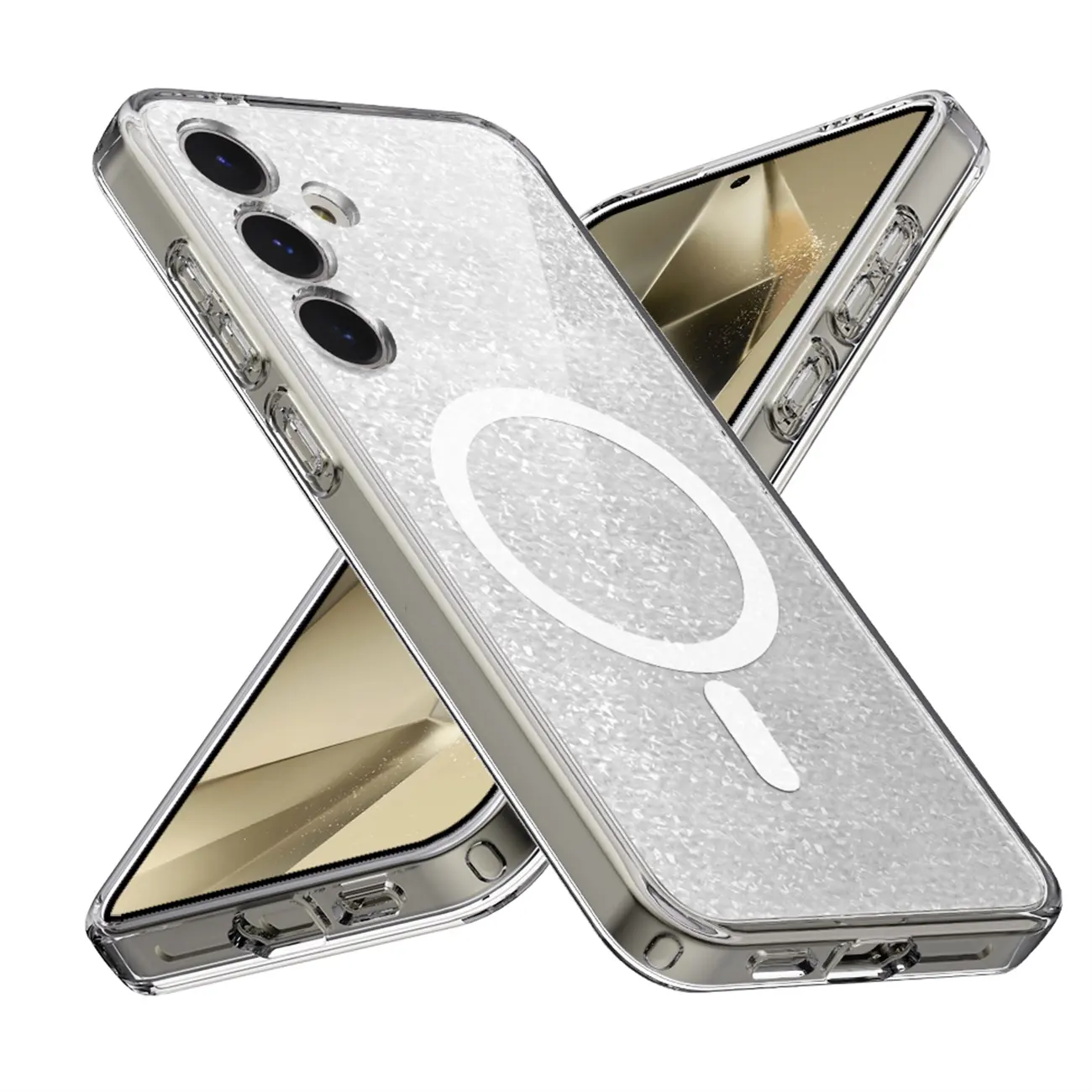 เคสโทรศัพท์มือถือมีแม่เหล็กในตัวลายแฟลชสตาร์เคสด้านหลังเรืองแสงในตัวสำหรับ Samsung Galaxy S24 Plus