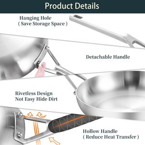 Bền tri-ply hoàn toàn ngoại quan thép không gỉ <span class=keywords><strong>8</strong></span> inch chảo Chảo không dính Chảo trứng - Product Image 5