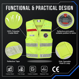Gilet di Sicurezza Alta Visibilità 100% Poliestere a Rete 360 °   Nastro Riflettente Modificabile con Velcro Laterale OEM Vendita all'Ingrosso - Product Image 2
