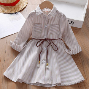 2025 для девочек, новая весенняя и осенняя юбка-рубашка в полоску с карманами и V-образным вырезом - Product Image 6