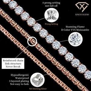 Custom Rose Gold Plated S925 <b>Sterling</b> <b>Silver</b> Moissanite Tennis Chain <b>Necklace</b> Trendy Link Style for Men Women Great Gift Idea - Product Image 2