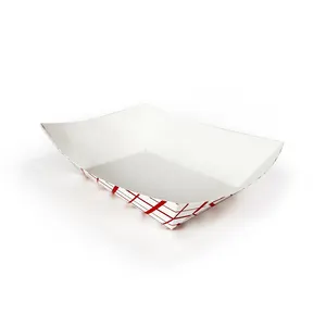 Cestino per barche in cartone per Fast Food resistente al grasso in carta a quadri rossa usa e getta per vassoi per alimenti