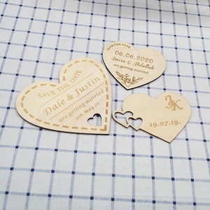 ป้ายงานแต่งงานแบบกำหนดเอง ตัดด้วยเลเซอร์ รูปหัวใจสลักลายไม้ สำหรับติดป้าย Save the Date - Product Image 2