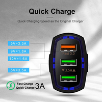 En stock Chargeur de voiture USB 3 ports 35W QC3.0 à charge rapide avec protection OTP/OCP Blanc pour téléphones mobiles