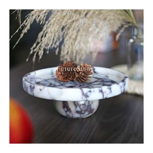 Hiện đại calacatta Viola đá cẩm thạch tự nhiên khay thức ăn tráng miệng thanh lưu trữ bánh đứng đá cẩm thạch trang trí nội thất trang trí trong nhà - Product Image 1