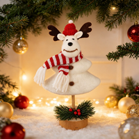 Décoration de Noël en feutre de laine feutrée faite à la main, style européen et américain, bonhomme de neige et renne décoratifs suspendus, 3 couleurs