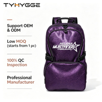 Mochila Impermeable de Lujo para Mujer con Cristales Morados Brillantes, Logotipo Personalizado, 1 Pieza MOQ, Mochila Escolar con Pedrería Brillante