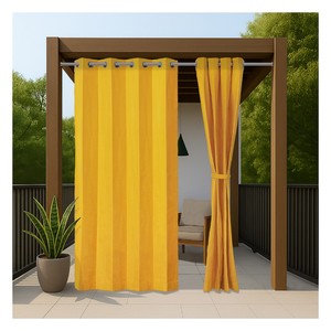 Rideaux d'extérieur haut de gamme imperméables jaunes au design contemporain vibrant pour patios, balcons et espaces de jardin - Product Image 1
